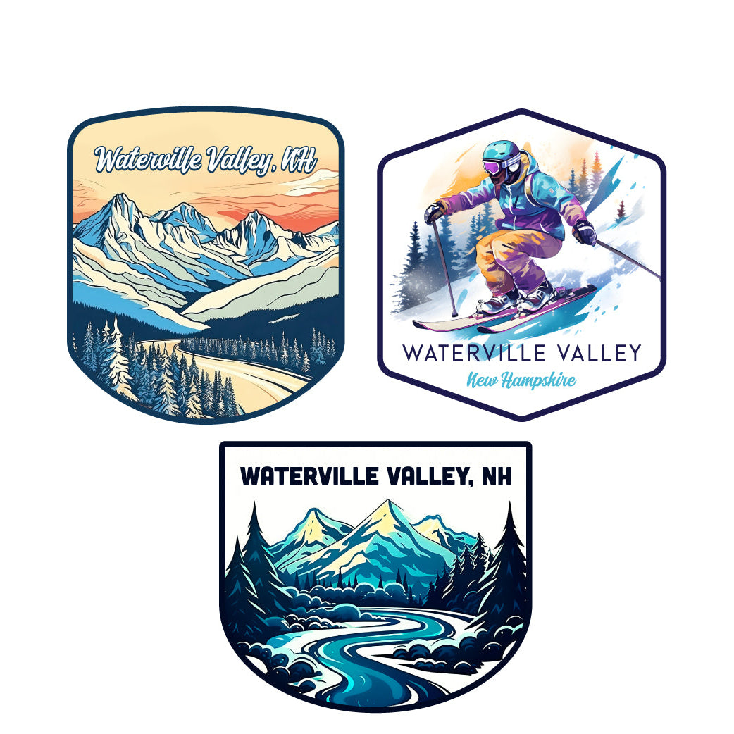 Waterville Valley Hampshire Ski Souvenir 3 Pack Vinyl Decal Sticker Image 1