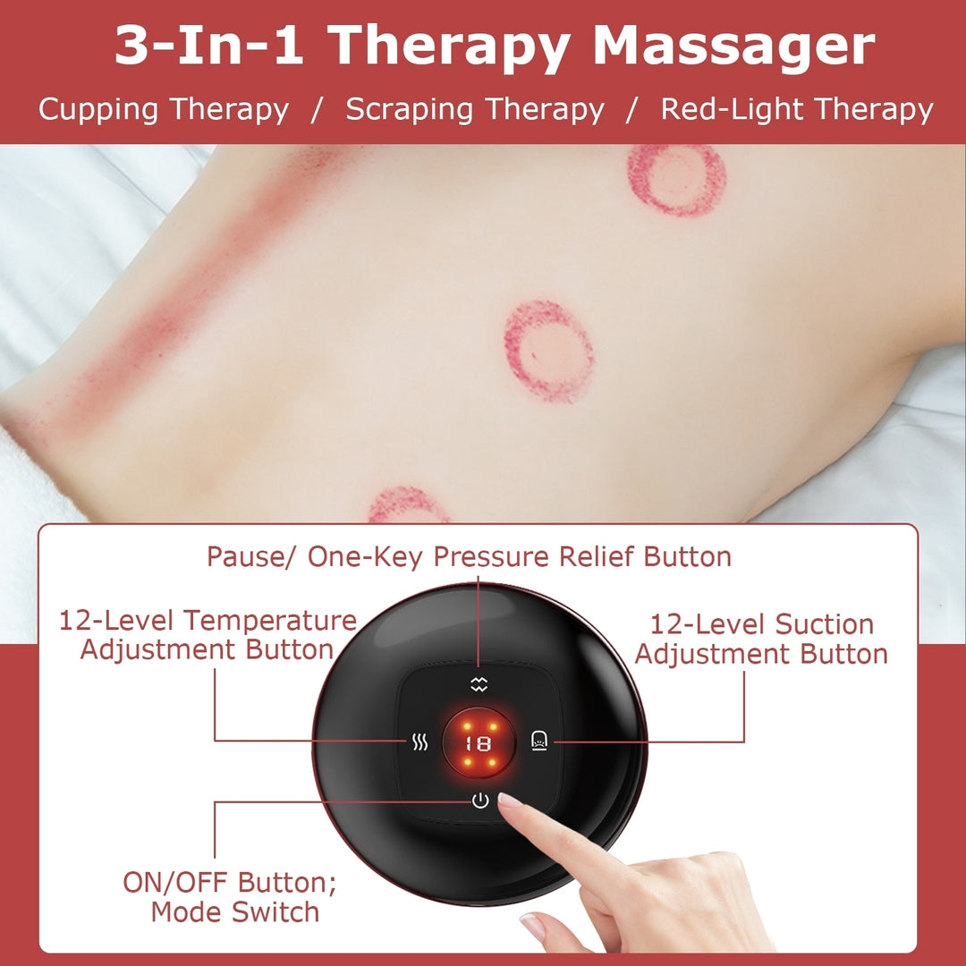 Electric Cupping Therapy Massager Electric Back Scraping Machine Vacuum Therapy Cupping Therapy Device with 12 Levels Image 2
