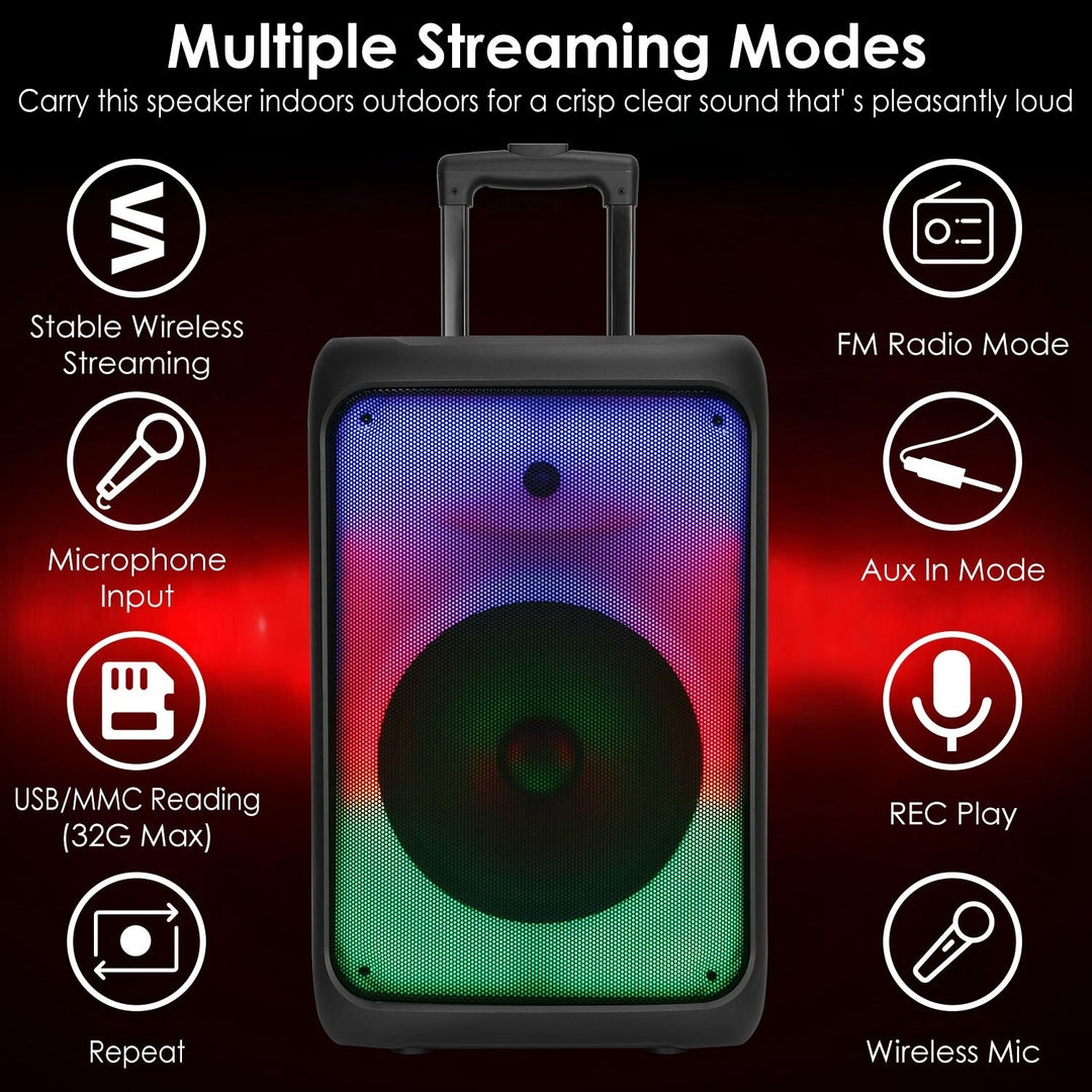 Portable Wireless Party Speaker Party Speaker with with 5 Colorful Lighting Modes TWS FM USB MMC Slot Aux In Recording Image 4