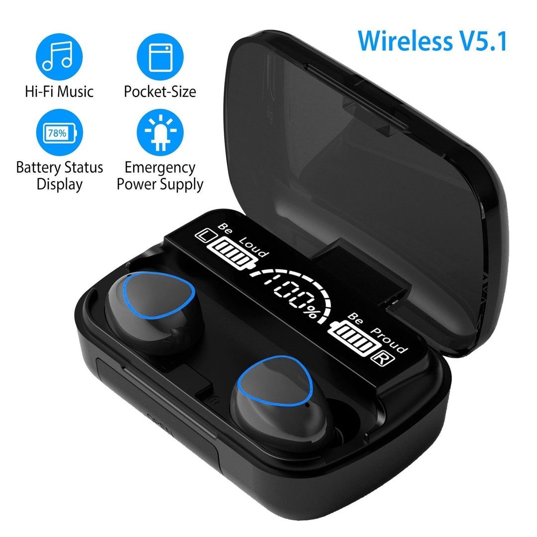 5.1 TWS Wireless Earbuds Touch Control Headphone in-Ear Earphone Headset with Charging Case IPX7 Waterproof Power Bank Image 1