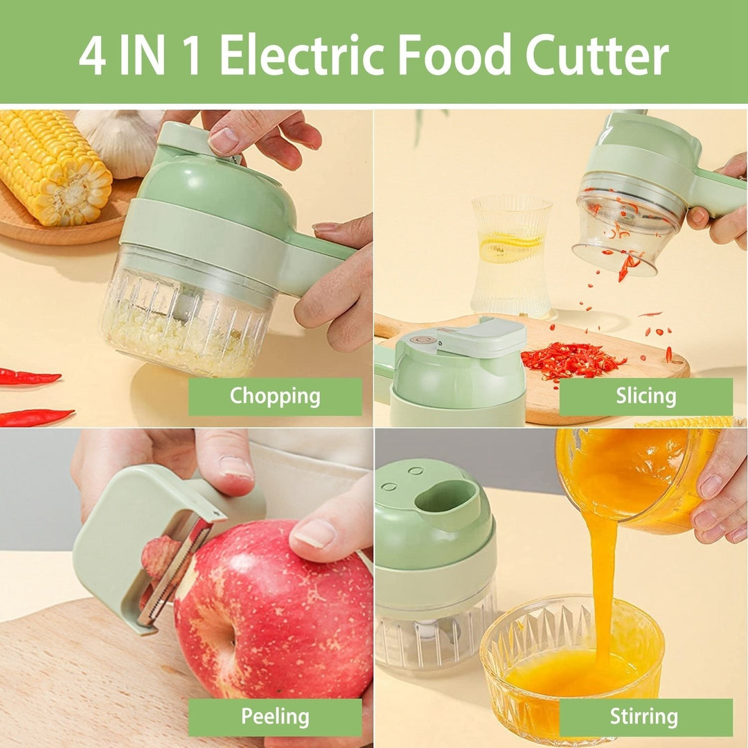 4 in 1 Electric Vegetable Cutter Green Mini Food Chopper Grinder Slicer Dicer Image 2