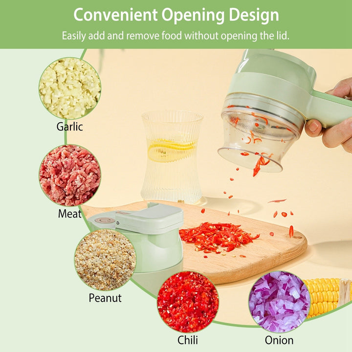 4 in 1 Handheld Electric Vegetable Cutter Mini Food Fruit Chopper Grinder Slicer Dicer Garlic Meat Ginger Mud Masher Image 3