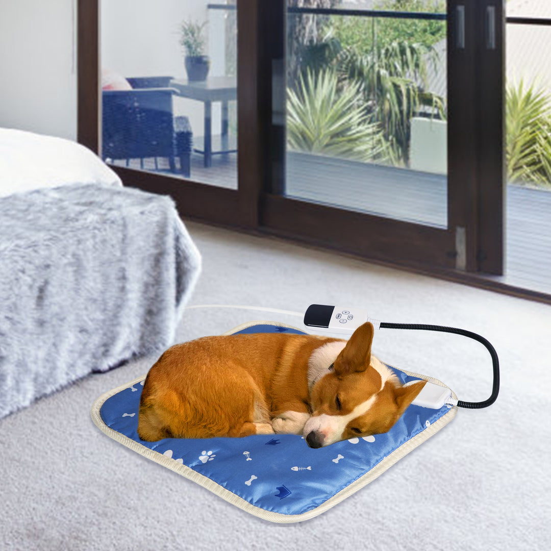 Pet Heating Pad Electric Dog Cat Heating Mat Waterproof Warming Blanket with 9 Heating Levels 4 Timer Setting Constan On Image 1