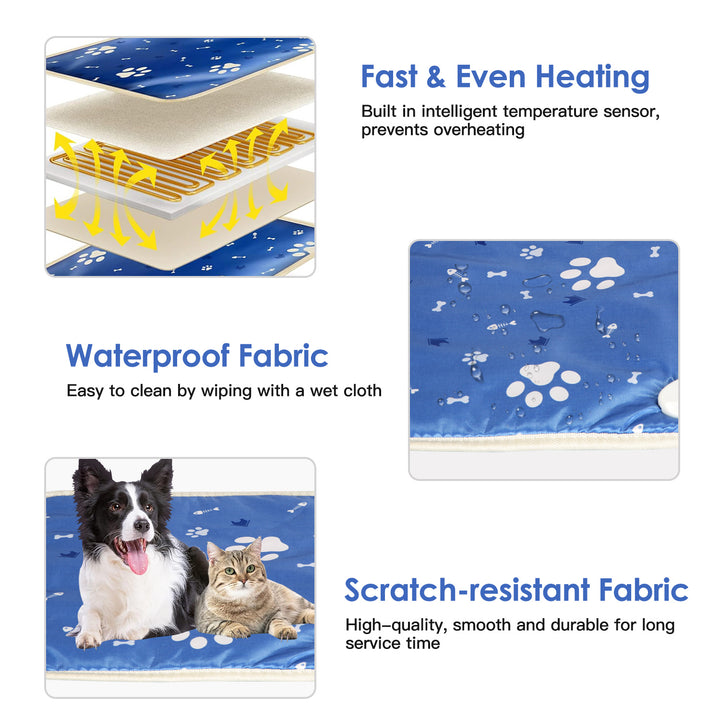 Pet Heating Pad Electric Dog Cat Heating Mat Waterproof Warming Blanket with 9 Heating Levels 4 Timer Setting Constan On Image 4