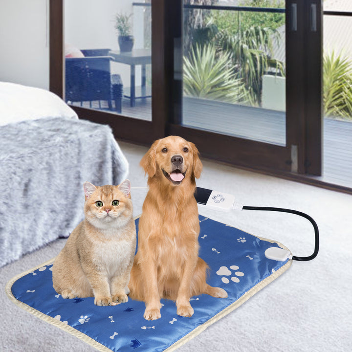 Pet Heating Pad Electric Dog Cat Heating Mat Waterproof Warming Blanket with 9 Heating Levels 4 Timer Setting Constan On Image 10