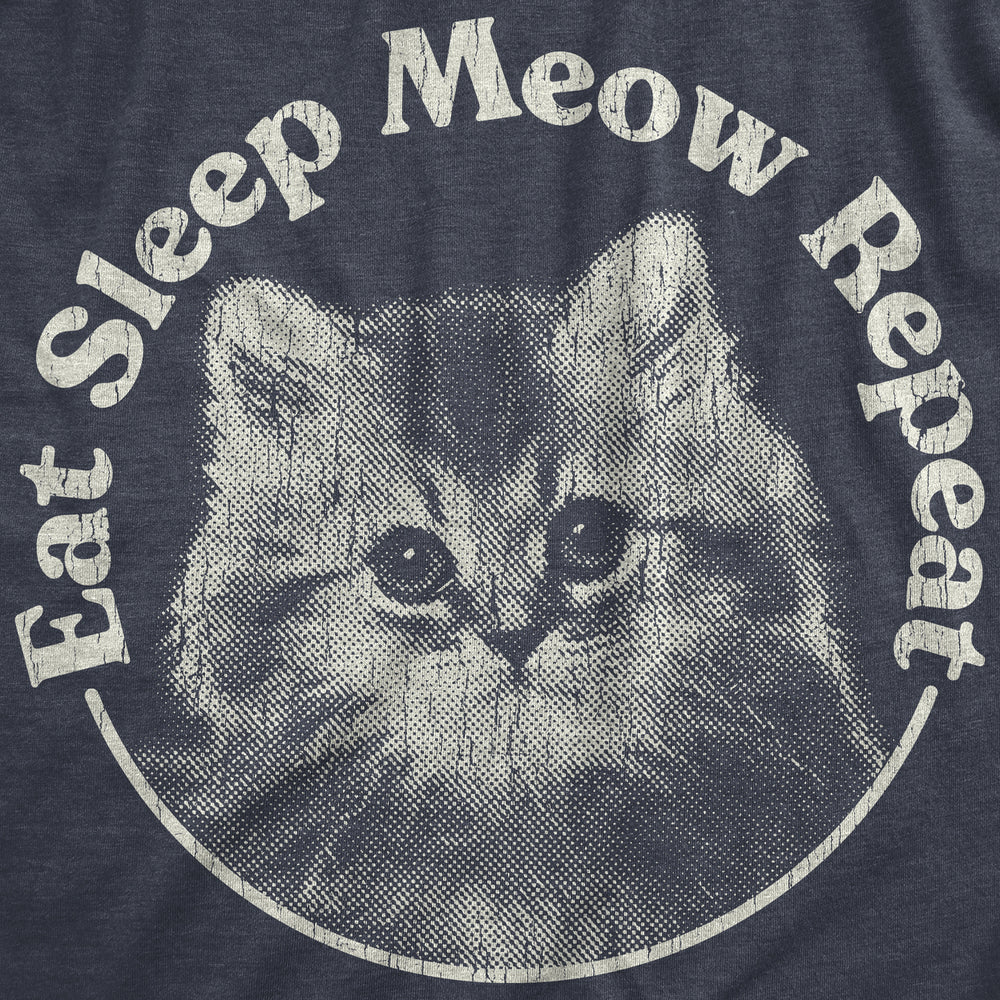 Mens Eat Sleep Meow Repeat T Shirt Funny Cute Kitten Lovers Tee For Guys Image 2