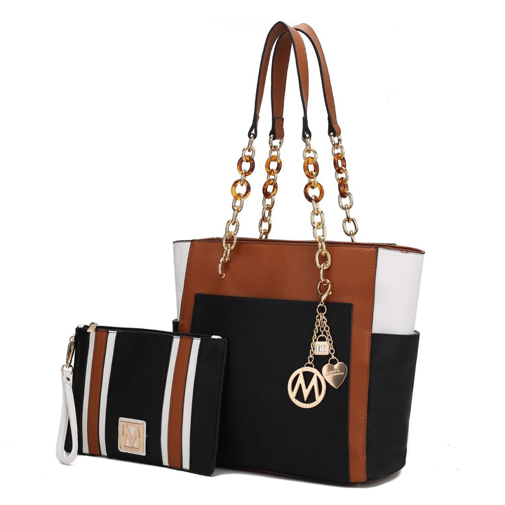 MKF Collection Rochelle Tote Bag with Wristlet Bag Vegan Leather Shoulder Bag Handbag and Wristlet Set by Mia K. Image 7