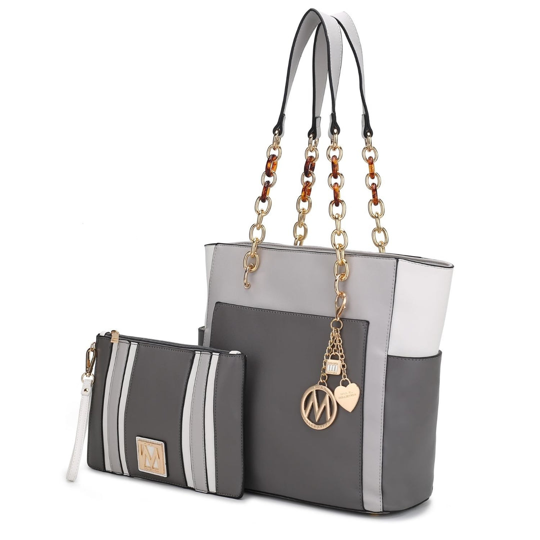 MKF Collection Rochelle Tote Bag with Wristlet Bag Vegan Leather Shoulder Bag Handbag and Wristlet Set by Mia K. Image 8