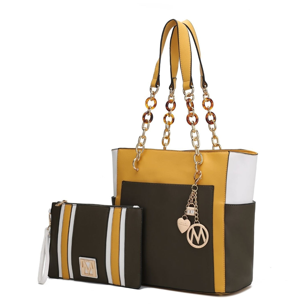 MKF Collection Rochelle Tote Bag with Wristlet Bag Vegan Leather Shoulder Bag Handbag and Wristlet Set by Mia K. Image 9