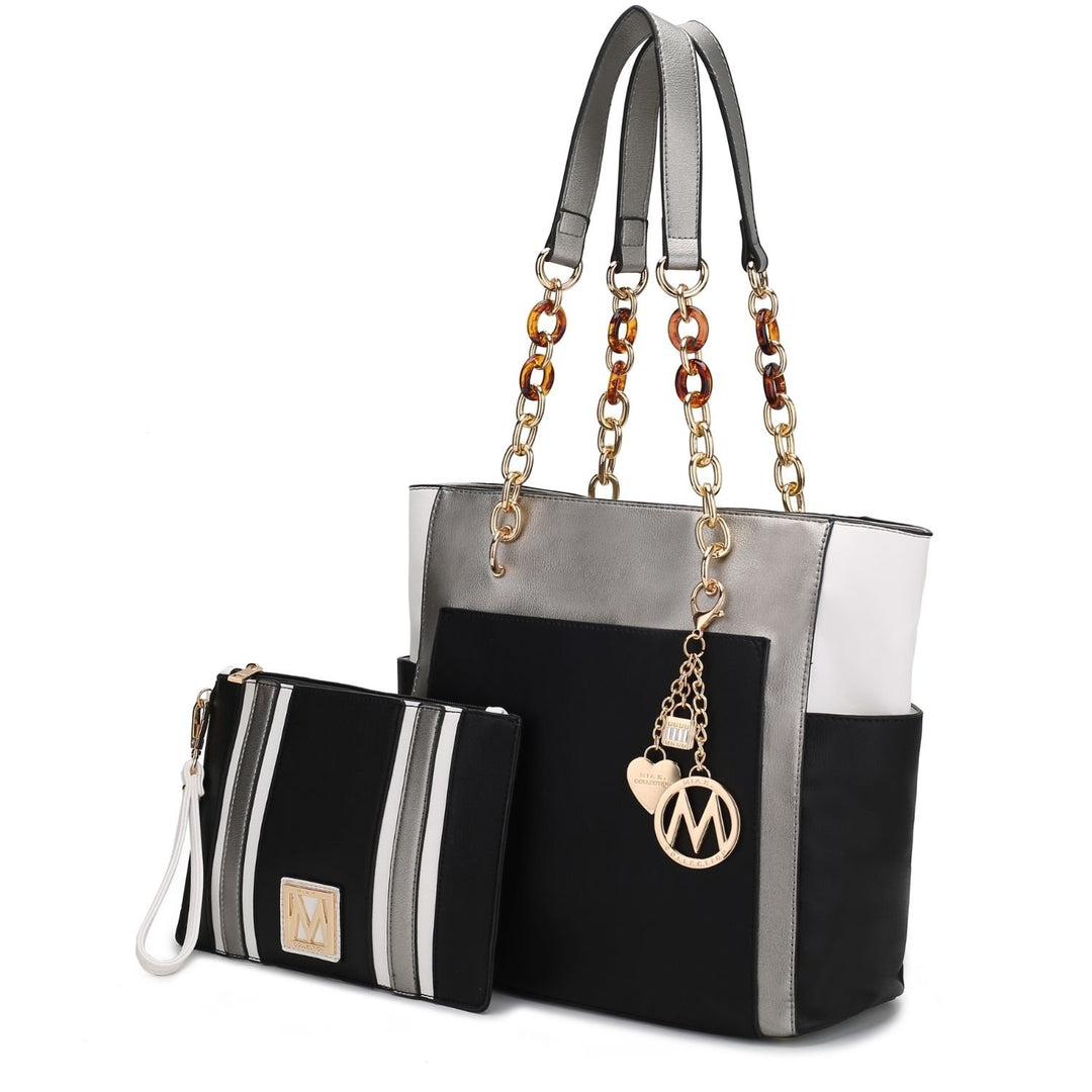 MKF Collection Rochelle Tote Bag with Wristlet Bag Vegan Leather Shoulder Bag Handbag and Wristlet Set by Mia K. Image 10