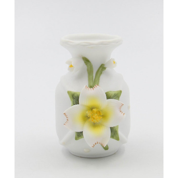 Ceramic Mini Vase White Flower 3.5in Incense Jar Home Gift Image 3