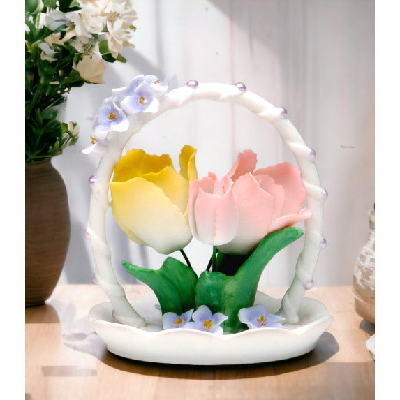 Ceramic Tulip Flowers FigurineWedding Dcor or GiftAnniversary Dcor or GiftHome Dcor, Image 1
