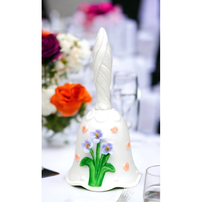 Ceramic Wedding Bell with Tulip FlowersWedding Dcor or GiftAnniversary Dcor or GiftHome Dcor, Image 1