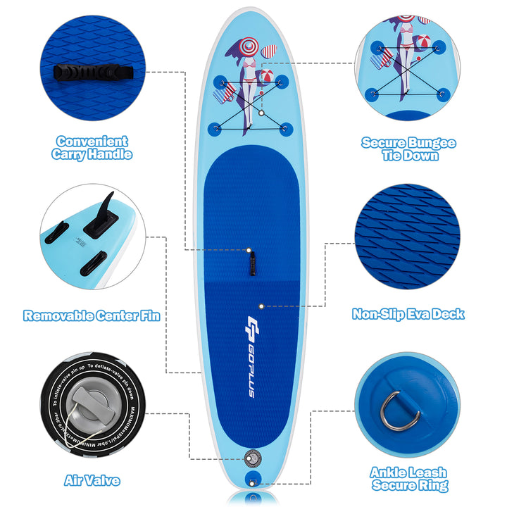 10 Inflatable Stand Up Paddle Board SUP W/Adjustable Paddle Pump Leash Image 7