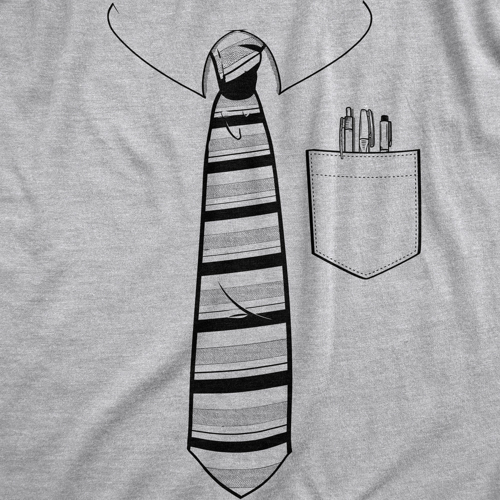 Mens Tie With Pocket Of Pens T Shirt Funny Fake Office Work Attire Joke Tee For Guys Image 2