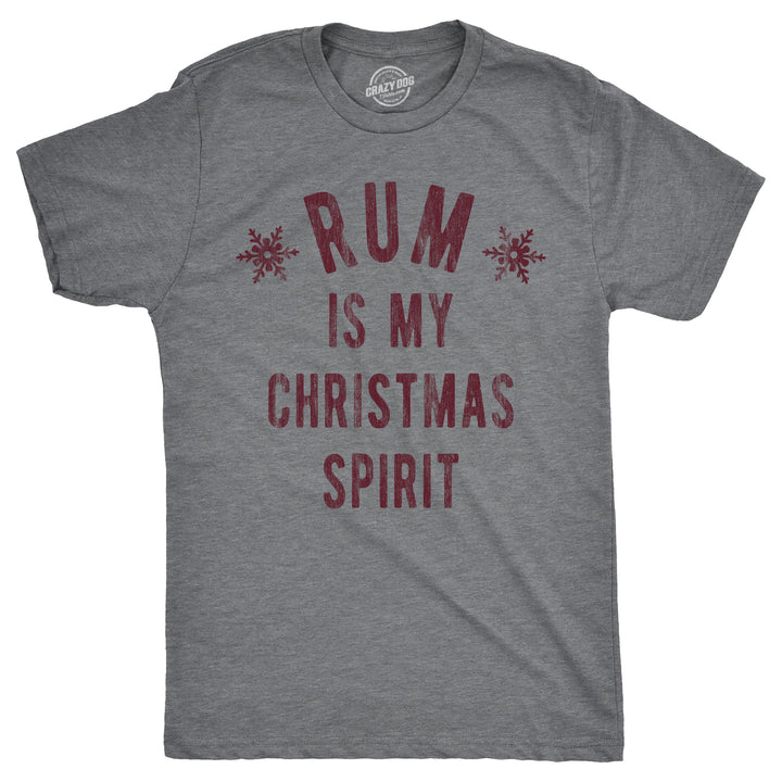 Mens Rum Is My Christmas Spirit T Shirt Funny Xmas Holiday Booze Drinking Lovers Tee For Guys Image 1