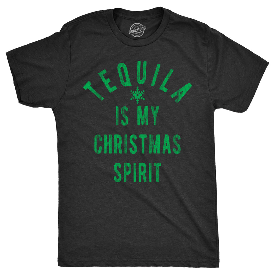 Mens Tequila Is My Christmas Spirit T Shirt Funny Xmas Holiday Booze Drinking Lovers Tee For Guys Image 1