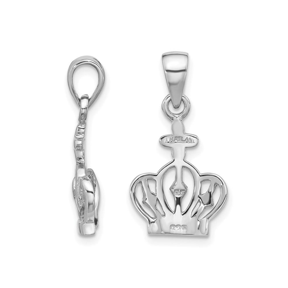 Sterling Silver Crown Charm Pendant Necklace with Chain Image 3