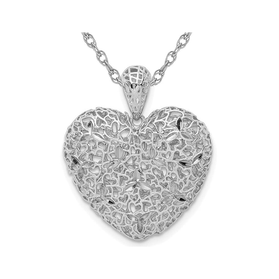 Sterling Silver Heart Pattern Pendant Necklace with Chain Image 1