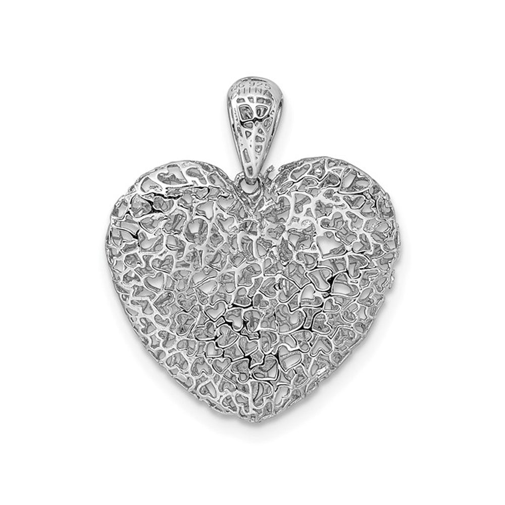 Sterling Silver Heart Pattern Pendant Necklace with Chain Image 3