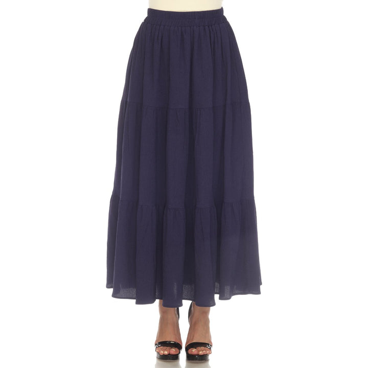 White Mark Womens Pleated Tiered Maxi Skirt Image 1