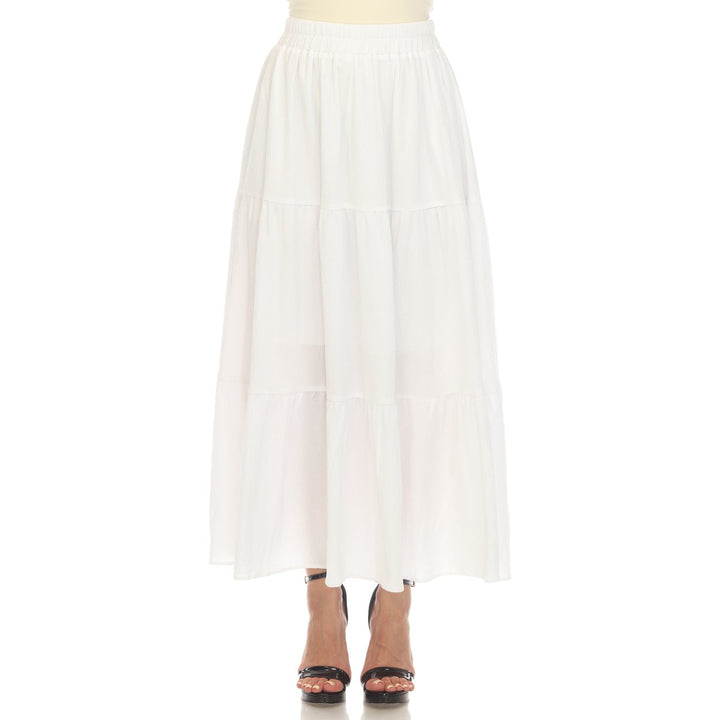 White Mark Womens Pleated Tiered Maxi Skirt Image 3