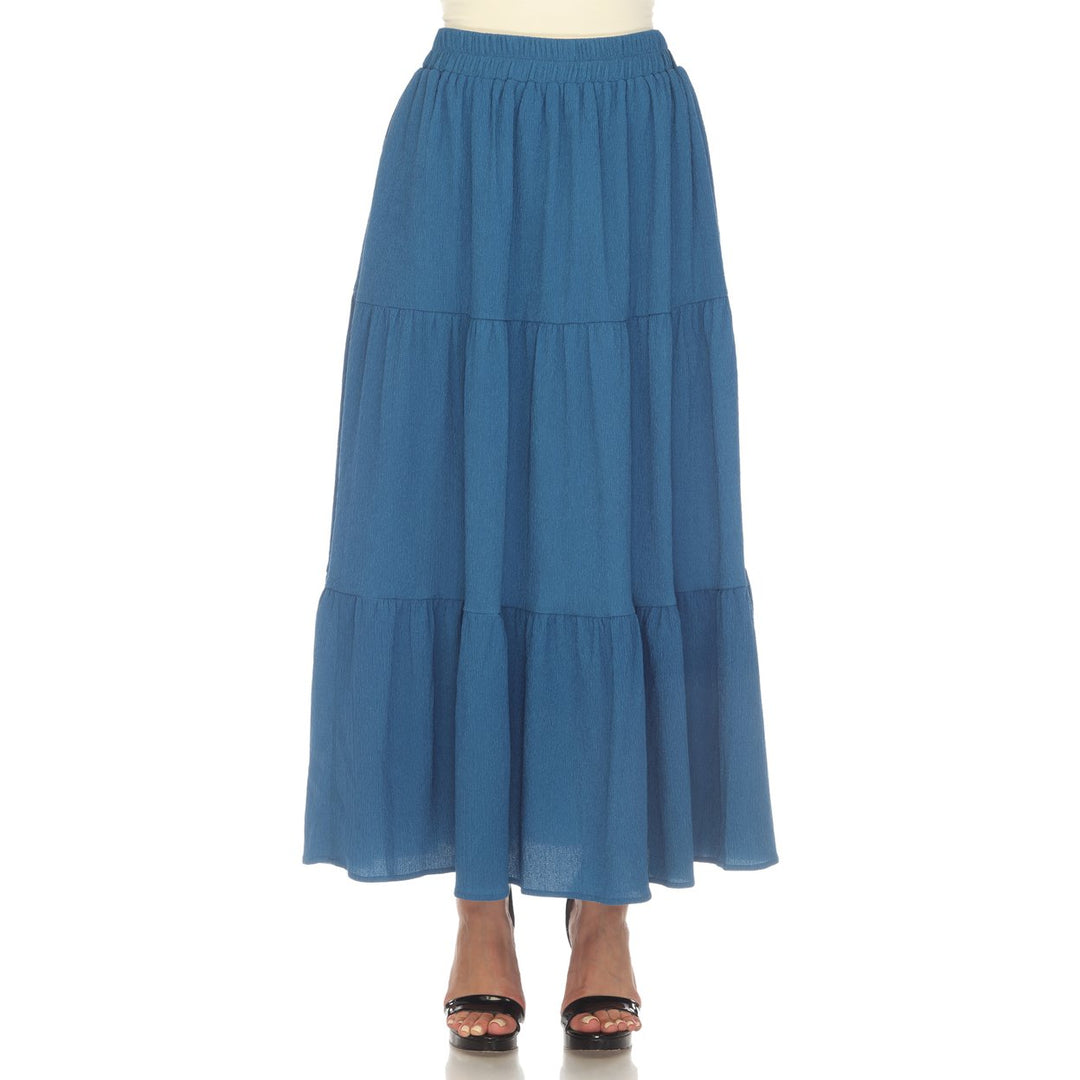 White Mark Womens Pleated Tiered Maxi Skirt Image 4