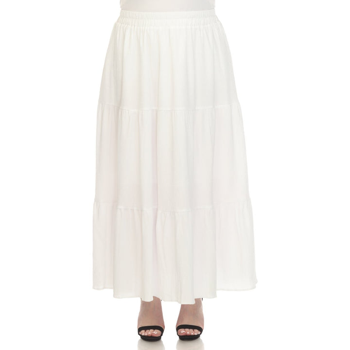 White Mark Womens Pleated Tiered Maxi Skirt Image 10