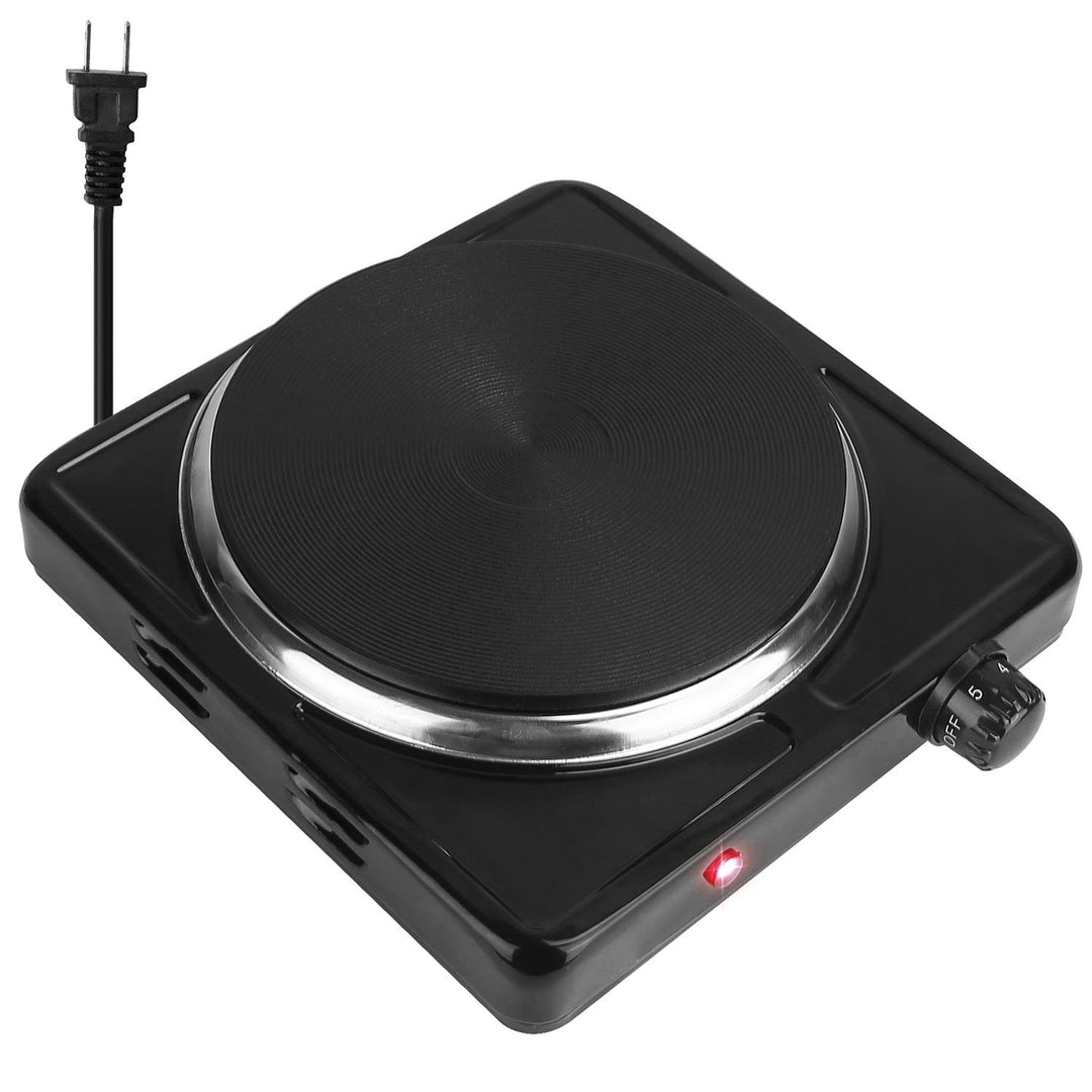 1500W Electric Hot Plate Portable Burner with 5 Temperature Settings Black Silver Image 9