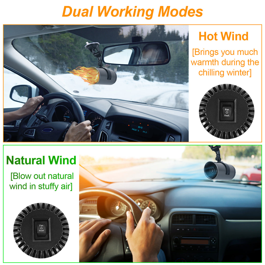 24V 216W 12V 150W Portable Car Heater 2 In 1 Heating Cooling Fan Rotatable Demister Defroster with 4.92ft Cord Image 3