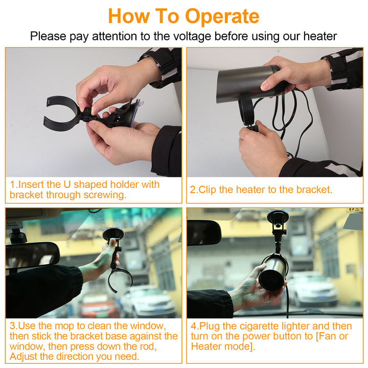 24V 216W 12V 150W Portable Car Heater 2 In 1 Heating Cooling Fan Rotatable Demister Defroster with 4.92ft Cord Image 6