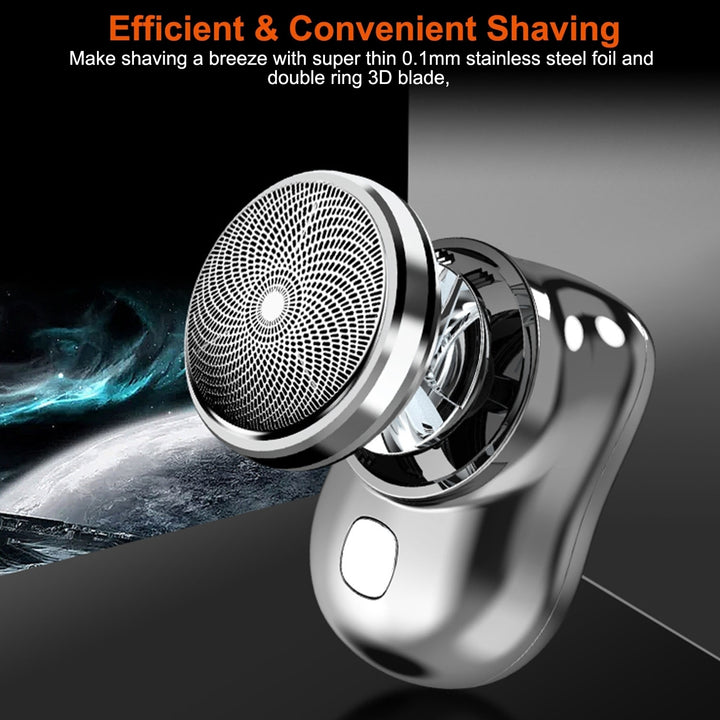 Mini Electric Razor Portable USB Rechargeable Shaver for Men Black Silver Image 3