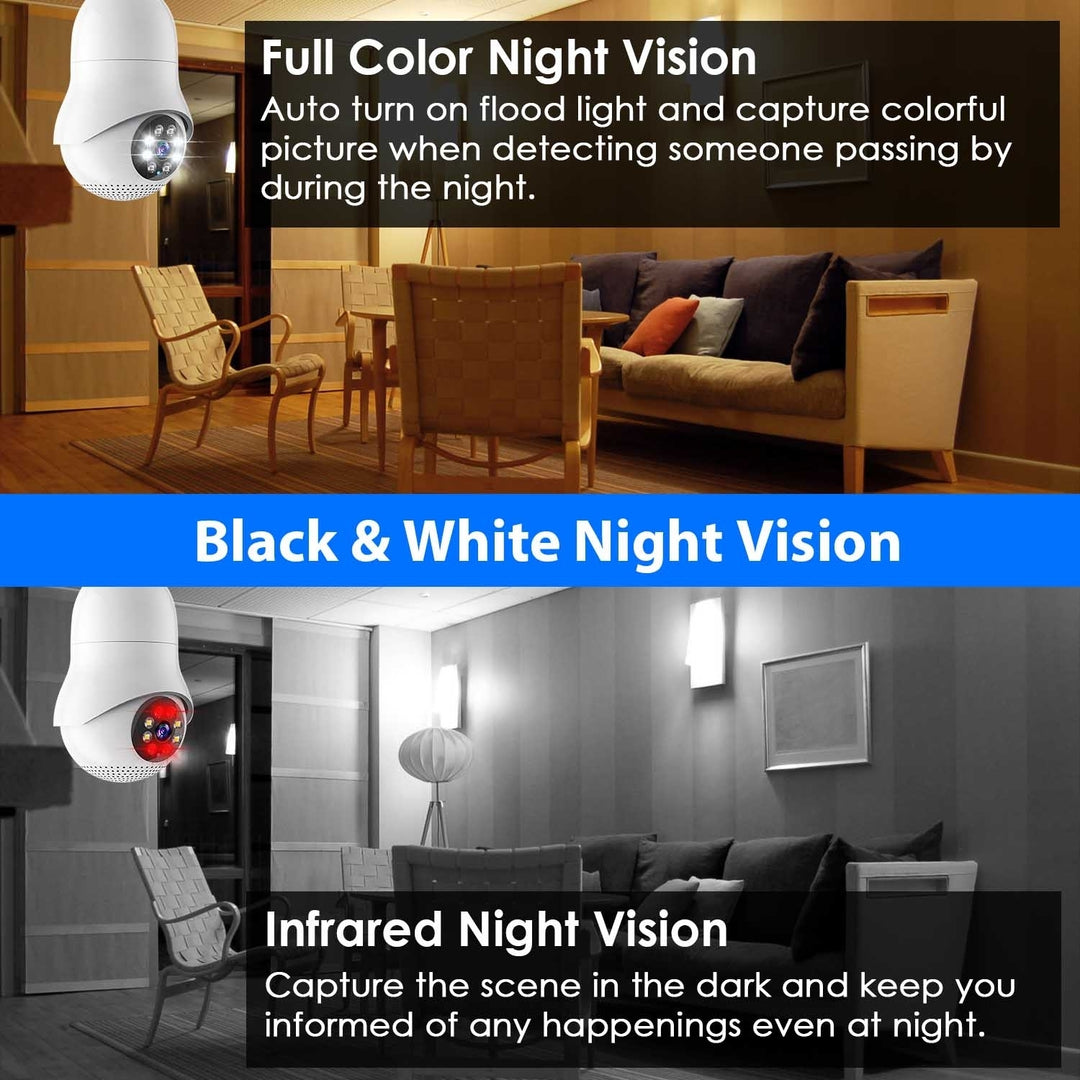 E27 WiFi Bulb Camera 1080P HD Night Vision Two-Way Audio Security Surveillance Image 4