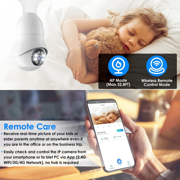 E27 WiFi Bulb Camera 1080P HD Night Vision Two-Way Audio Security Surveillance Image 6