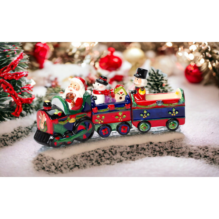 Ceramic Christmas Train Salt and Pepper Set of 3 Image 1