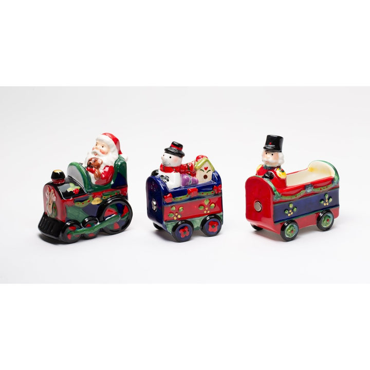 Ceramic Christmas Train Salt and Pepper Set of 3 Image 3