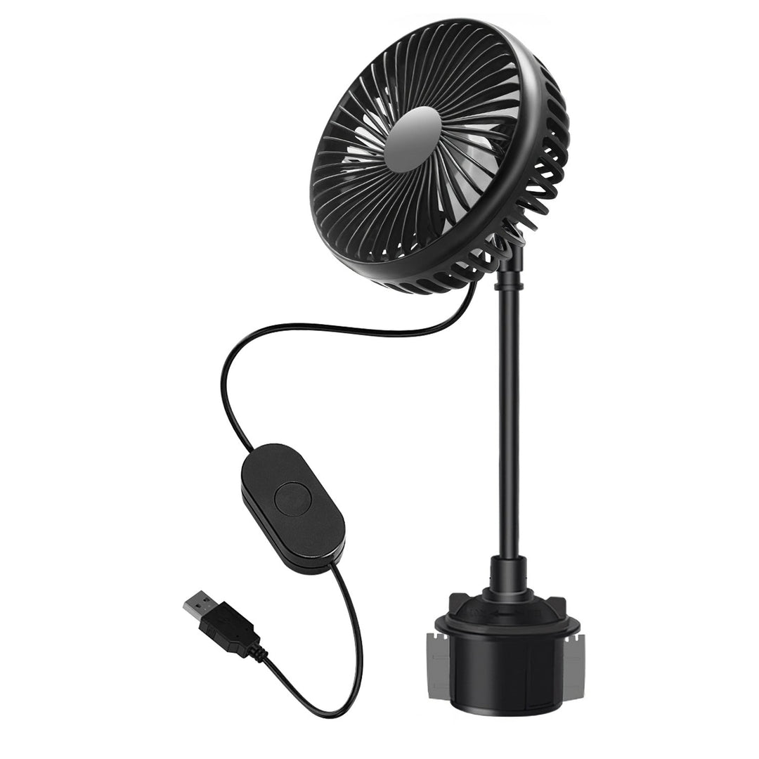 Portable Car Cooling Fan Adjustable Gooseneck 3 Speed USB Powered Black Image 9