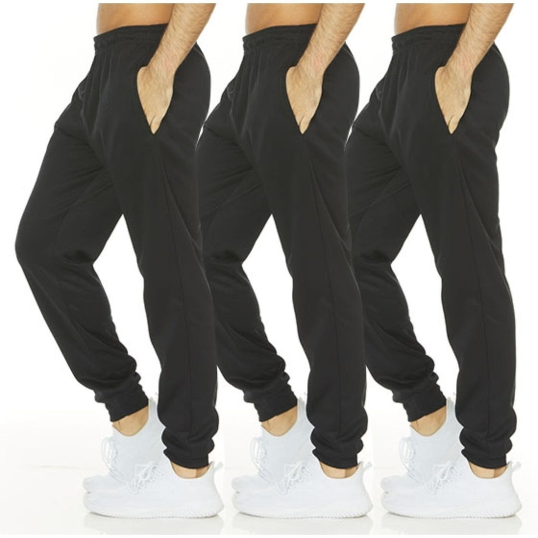 DARESAY [3-Pack] Mens Tech Fleece Joggers Dry Fit Performance Sweatpants Image 9