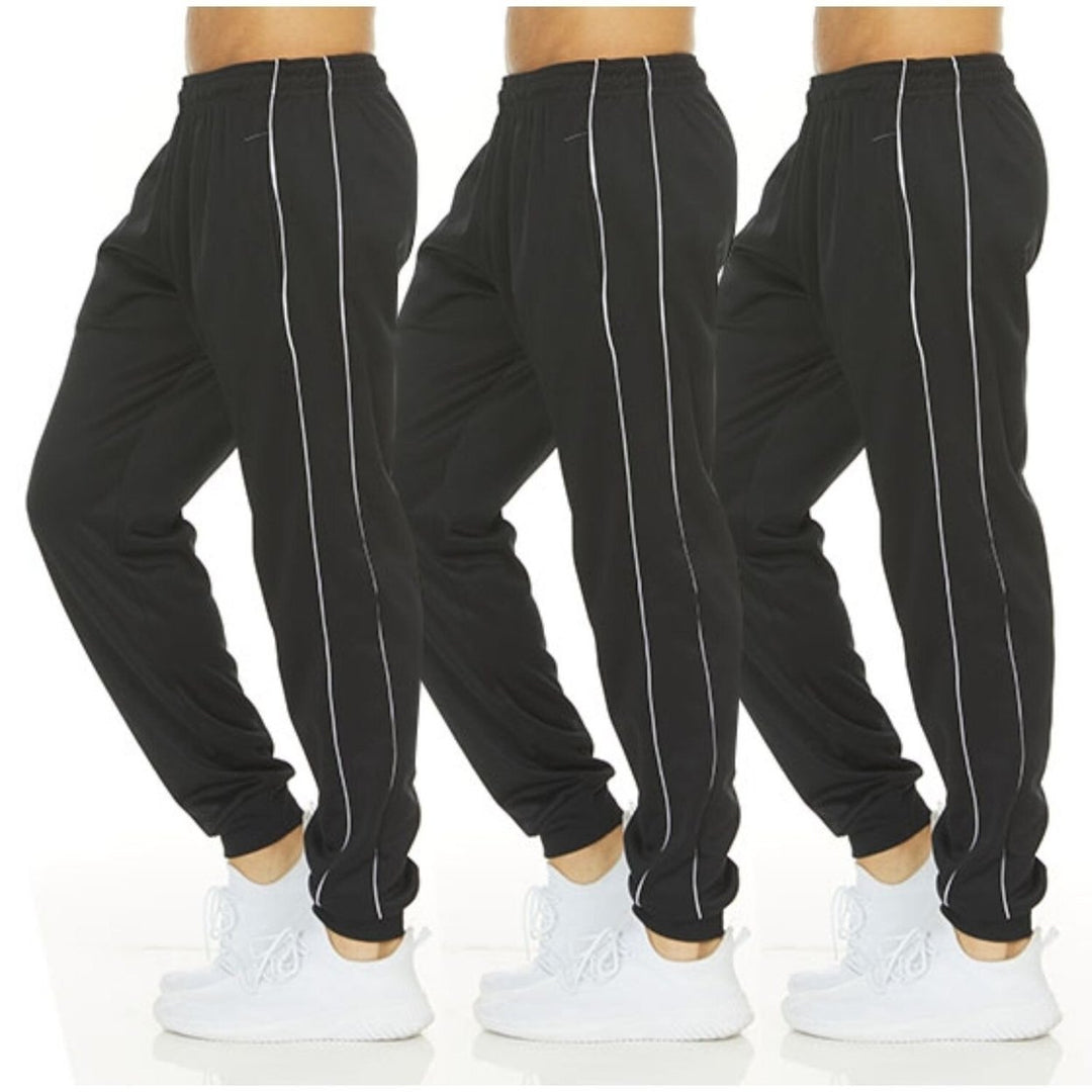 DARESAY Mens Tech Fleece Joggers 3-Pack Dry Fit Performance Sweatpants Image 1