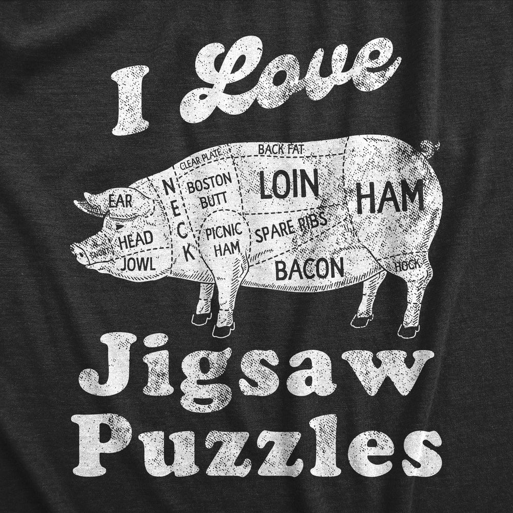 Mens I Love Jigsaw Puzzles T Shirt Funny Butcher Meat Cuts Joke Tee For Guys Image 2