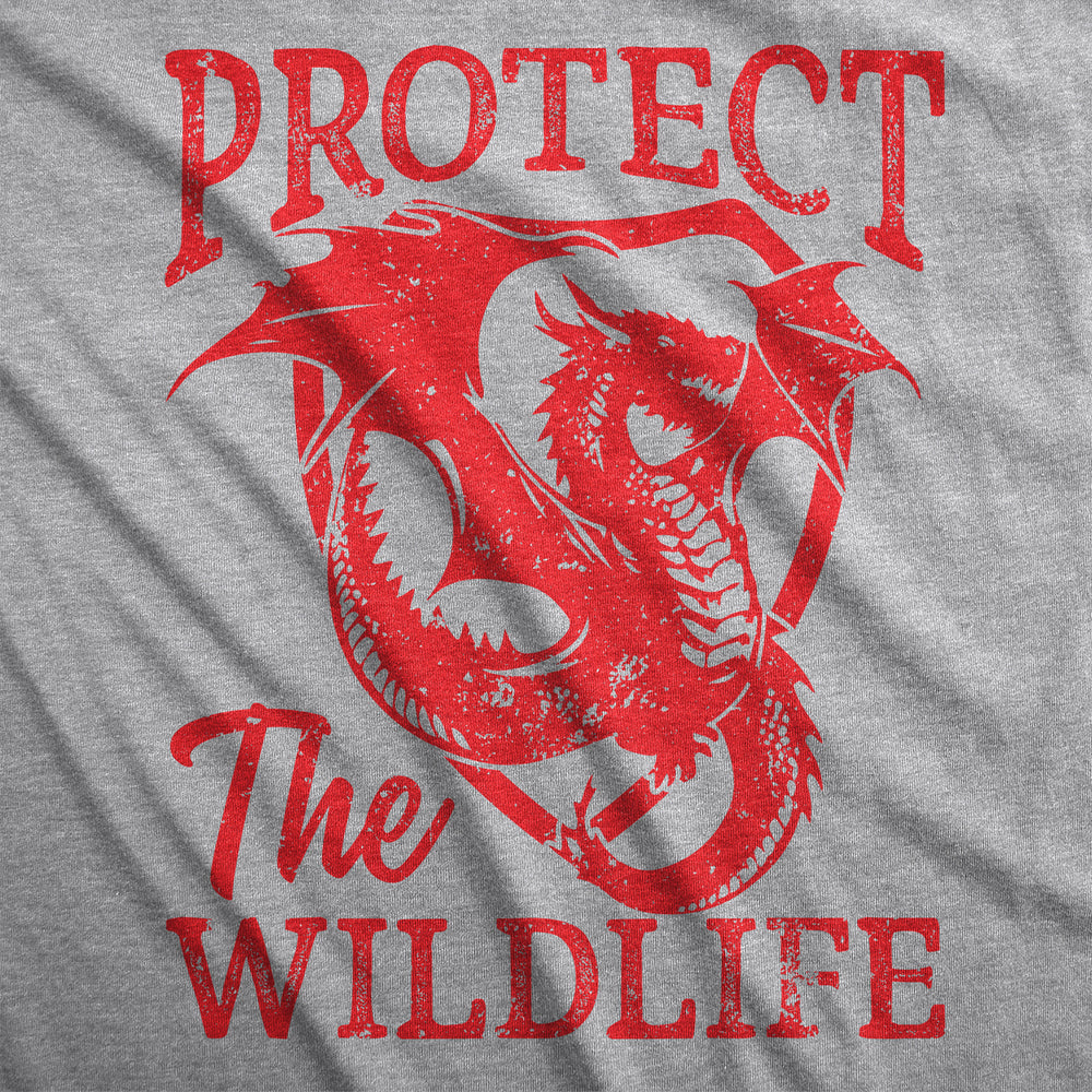 Mens Protect The Wildlife T Shirt Funny Fire Breathing Dragon Joke Tee For Guys Image 2