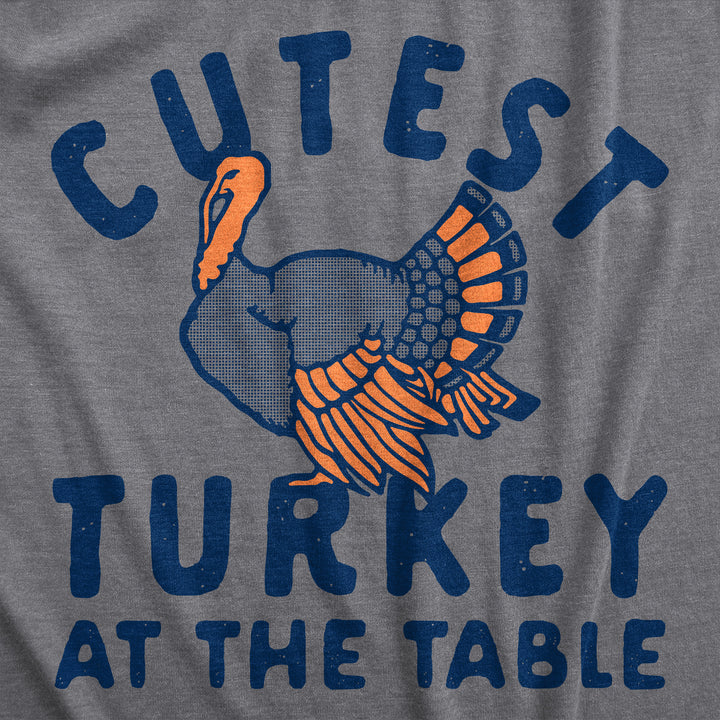 Youth Cutest Turkey At The Table T Shirt Funny Cute Thanksgiving Dinner Joke Tee For Kids Image 2