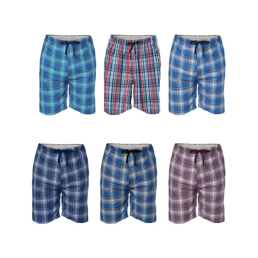 4-Pack: Mens Ultra Soft Plaid Lounge Pajama Sleep Wear Shorts Image 1