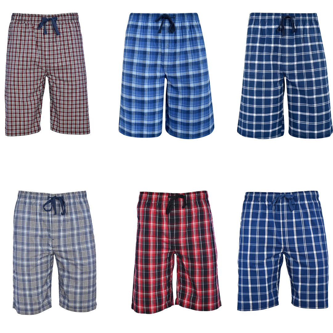 Mens Ultra Soft Plaid Lounge Pajama Shorts 4-Pack Comfortable Cotton Sleep Wear Image 4