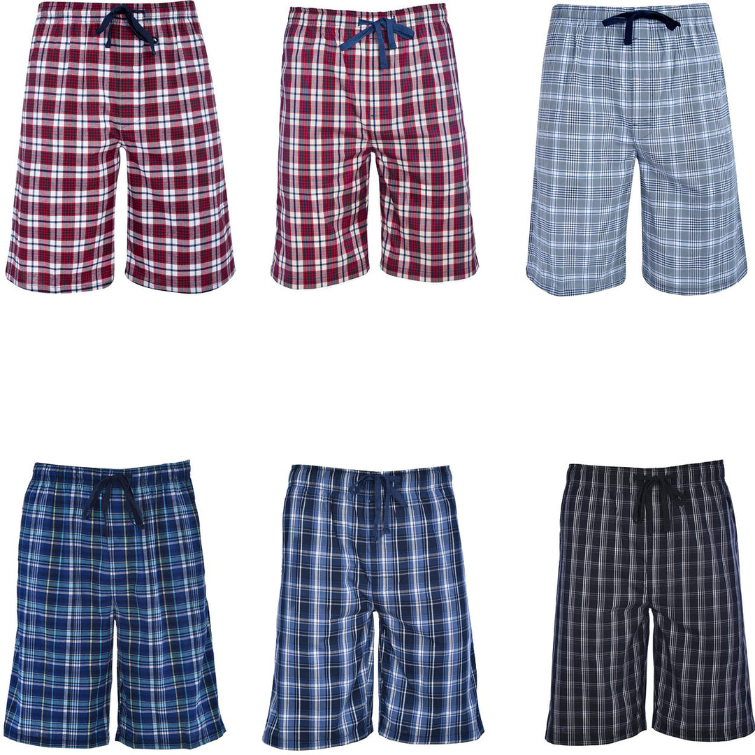 5-Pack: Mens Ultra Soft Plaid Lounge Pajama Sleep Wear Shorts Image 1
