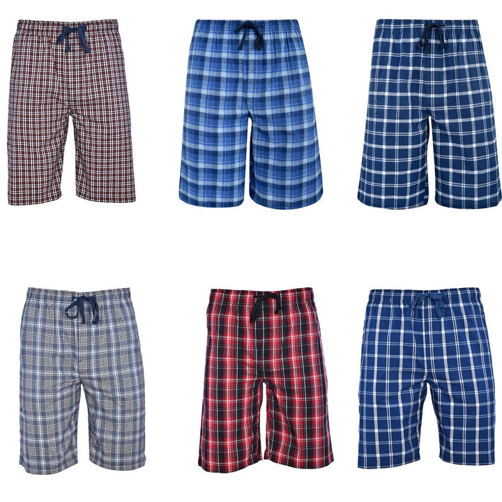 5-Pack: Mens Ultra Soft Plaid Lounge Pajama Sleep Wear Shorts Image 4
