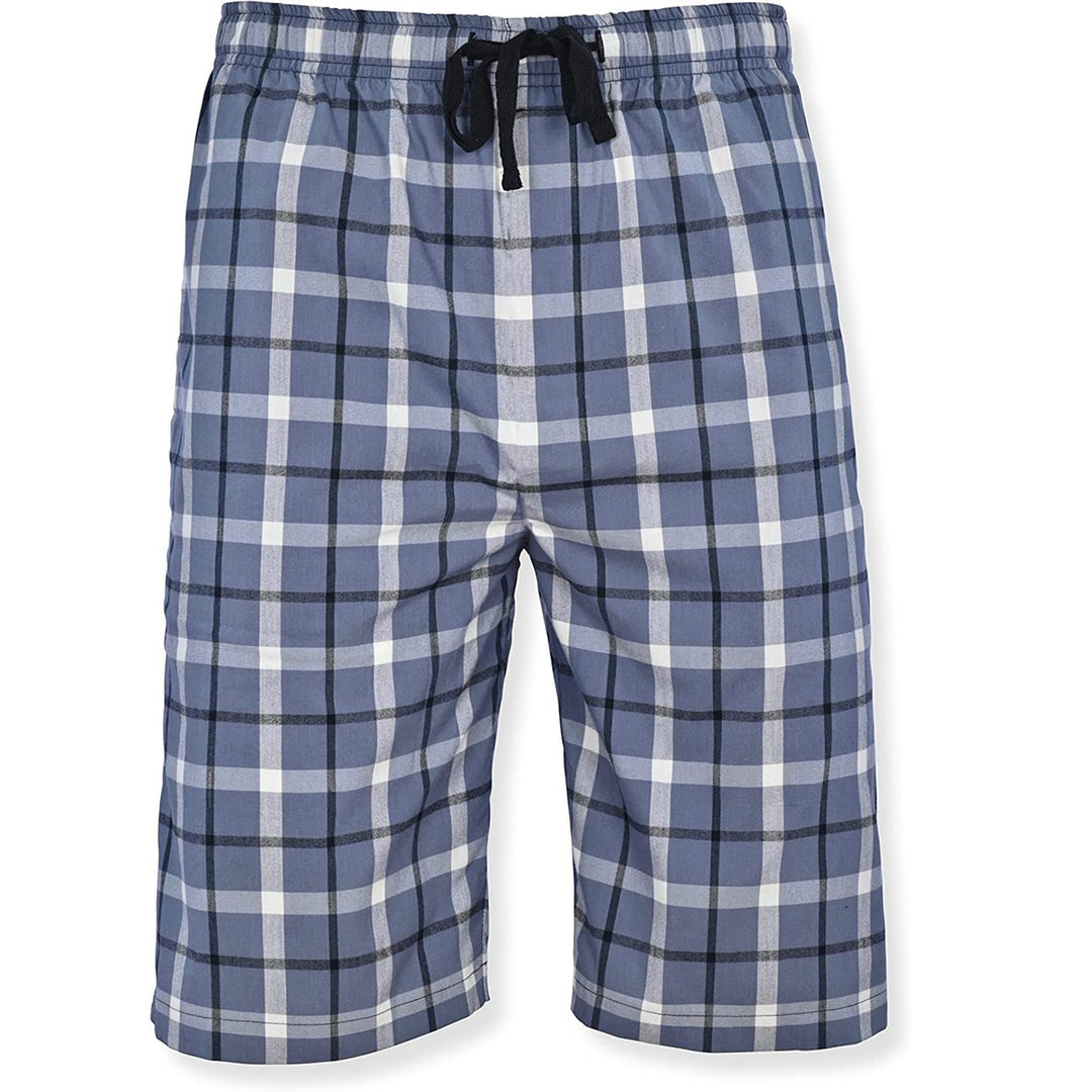 Mens Ultra Soft Plaid Lounge Pajama Shorts 100% Cotton Elastic Waist Size M-L Image 7