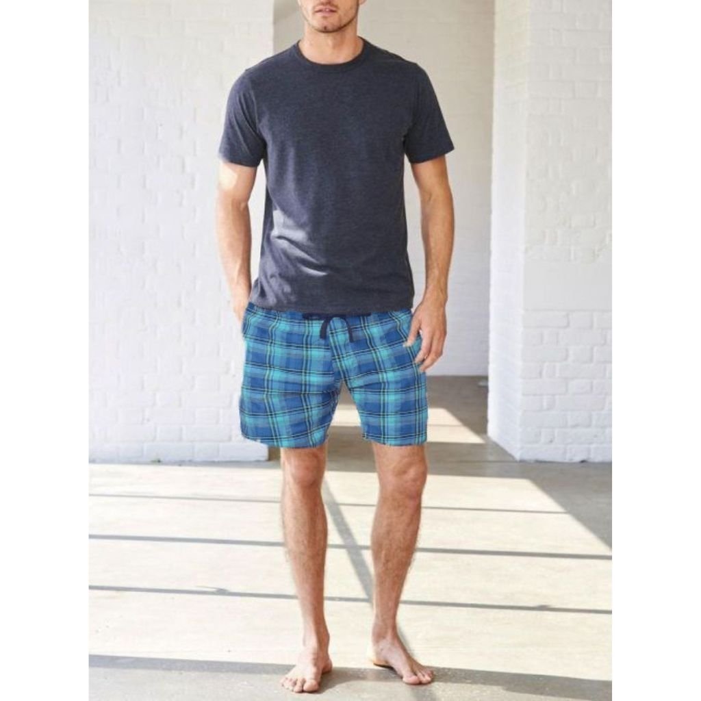 Mens Ultra Soft Plaid Lounge Pajama Shorts 100% Cotton Elastic Waist Size M-L Image 11