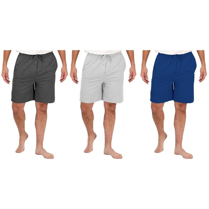 Mens Ultra-Soft Jersey Knit Pajama Shorts Sleep Lounge Soft Breathable Lightweight Image 3