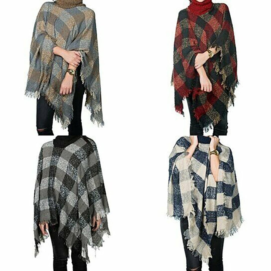 Womens Oversized Winter Warm Fringe Shawl Cape Poncho Sweater Multi-Pack Image 1